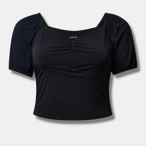 1X - Torrid | Studio Knit Sweetheart Smocked Back Crop Top - Picture 5 of 5